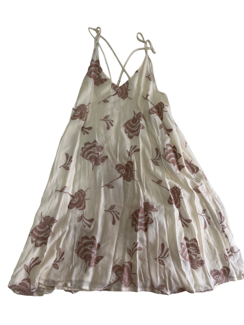 Cream Embroidered Floral Pattern Dress